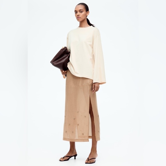 NWT H&M EMBELLISHED SHEER SKIRT - Picture 1 of 6